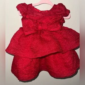 Vibrant Red Baby Dress with Bow